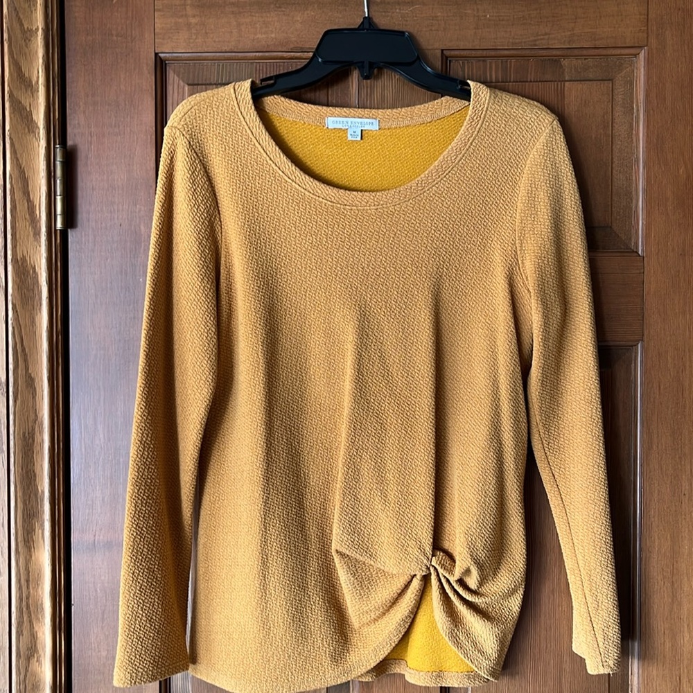 Green Envelope Mustard color twist bottom top